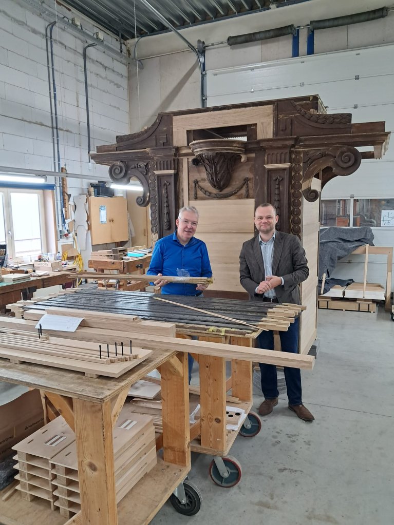 Photo featuring " Alderman " and the owners at the Verschueren company